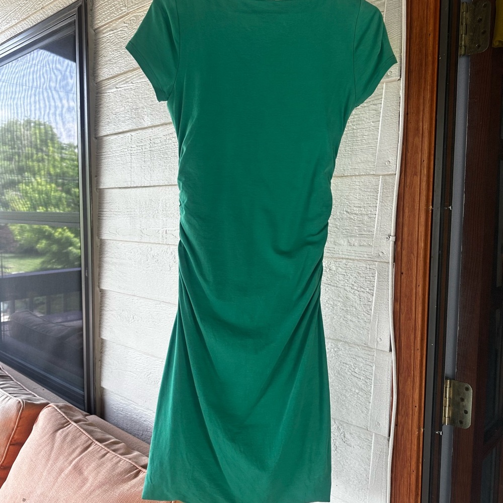 Boden Green Ruched Sheath Midi Dress